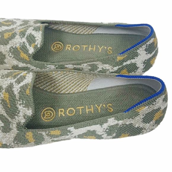Rothy's Smoke Spot Loafer Round Toe Olive Camel Animal Print Flats Size 7.5 - Picture 6 of 12